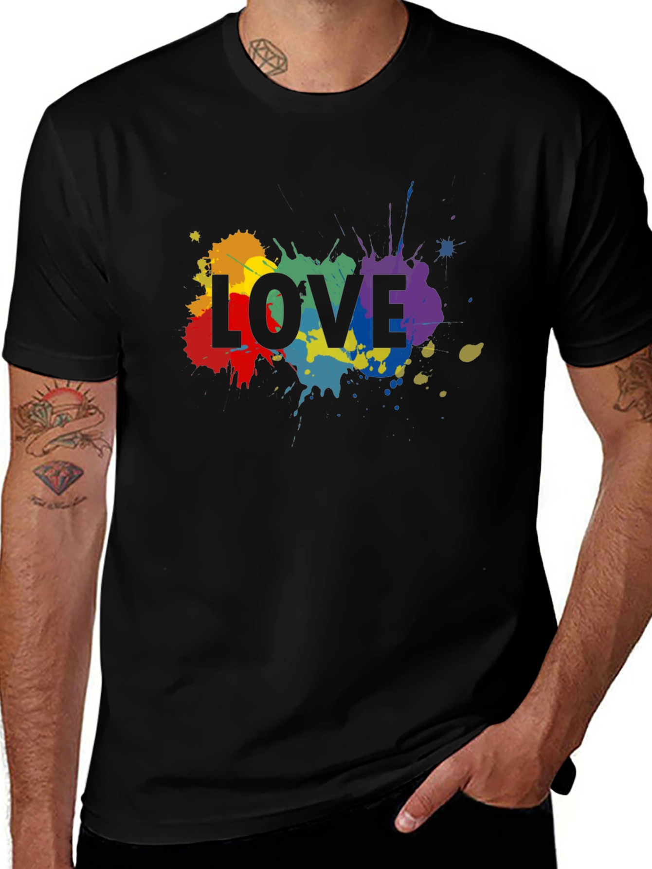 Love Splatter Print Crew Neck T-Shirt