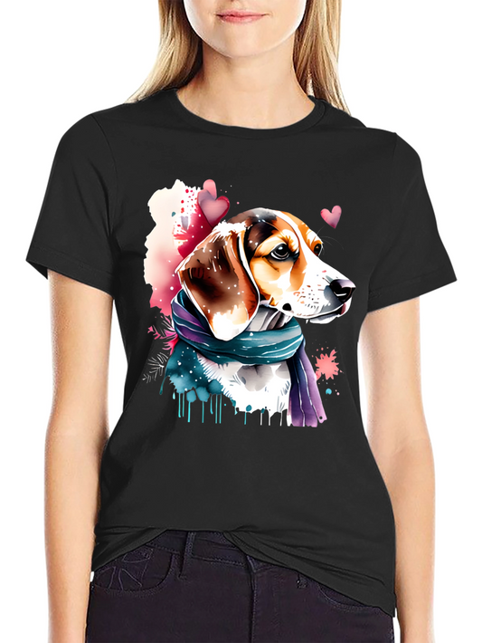 Dog with Scarf T-Shirt - Artistic Design