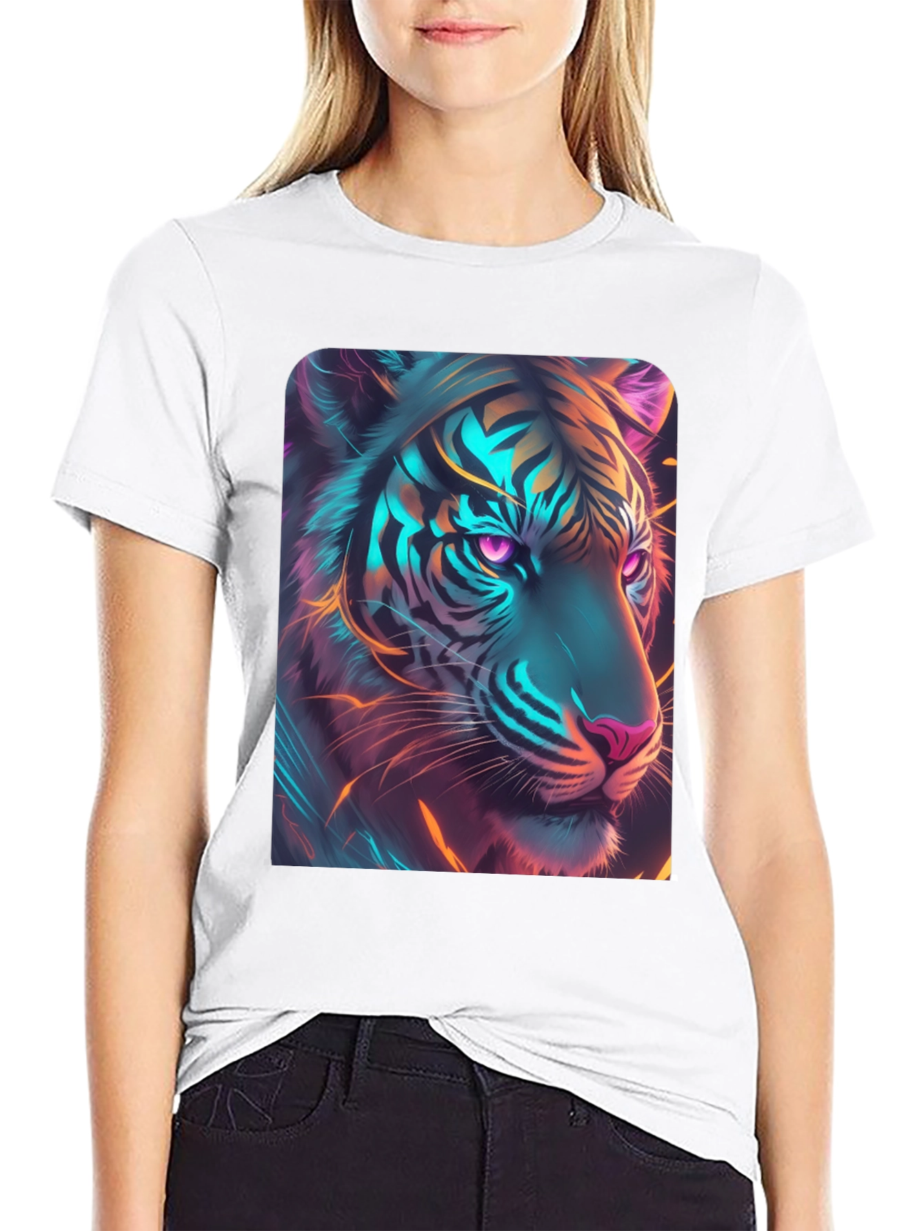 Neon Tiger Graphic T-Shirt - Cool Animal Tee
