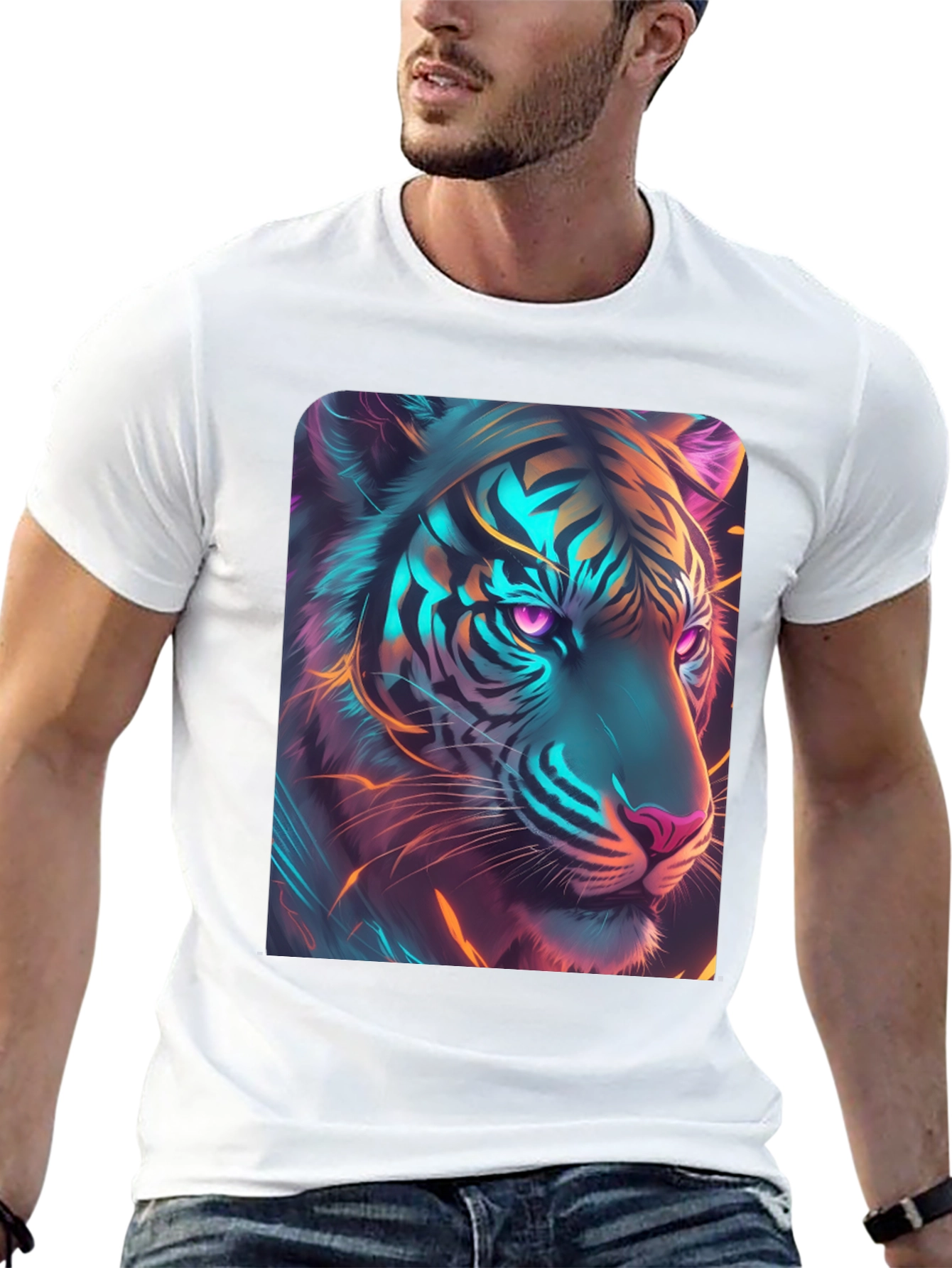 Neon Tiger Graphic T-Shirt - Cool Animal Tee