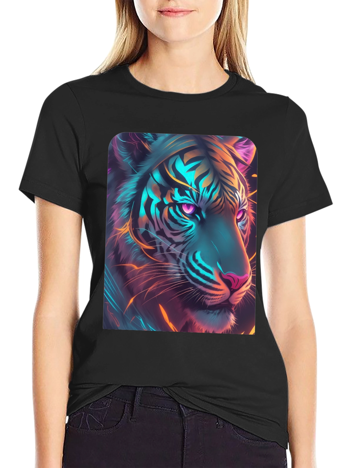 Neon Tiger Graphic T-Shirt - Cool Animal Tee
