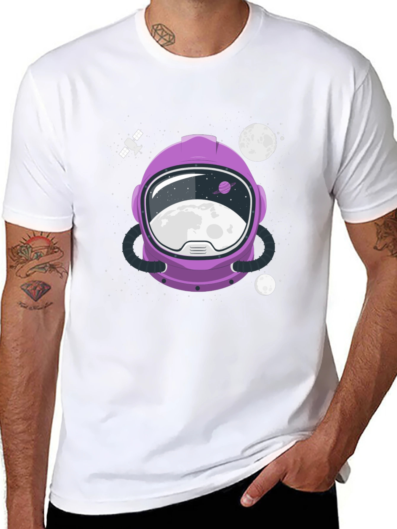 Astronaut Helmet Graphic Tee - Space Exploration Shirt