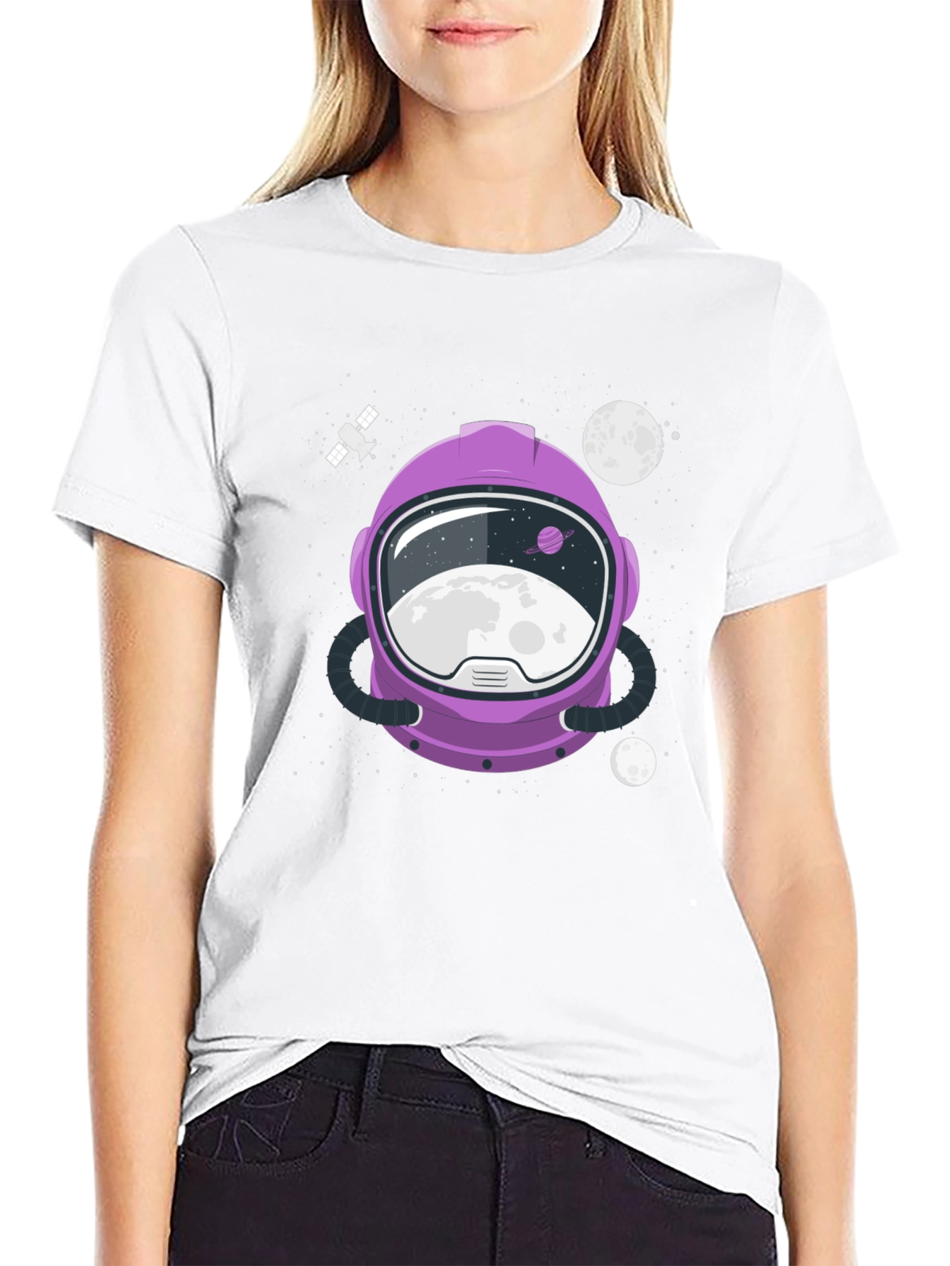 Astronaut Helmet Graphic Tee - Space Exploration Shirt