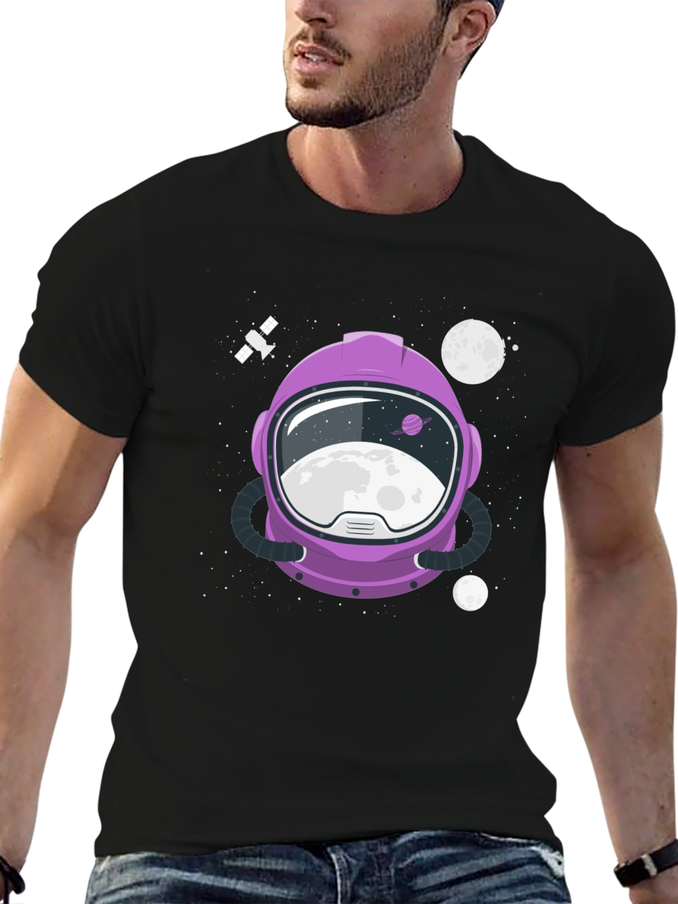 Astronaut Helmet Graphic Tee - Space Exploration Shirt