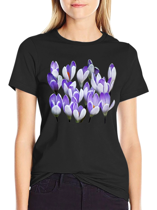 Floral Crocus Graphic Black T-Shirt