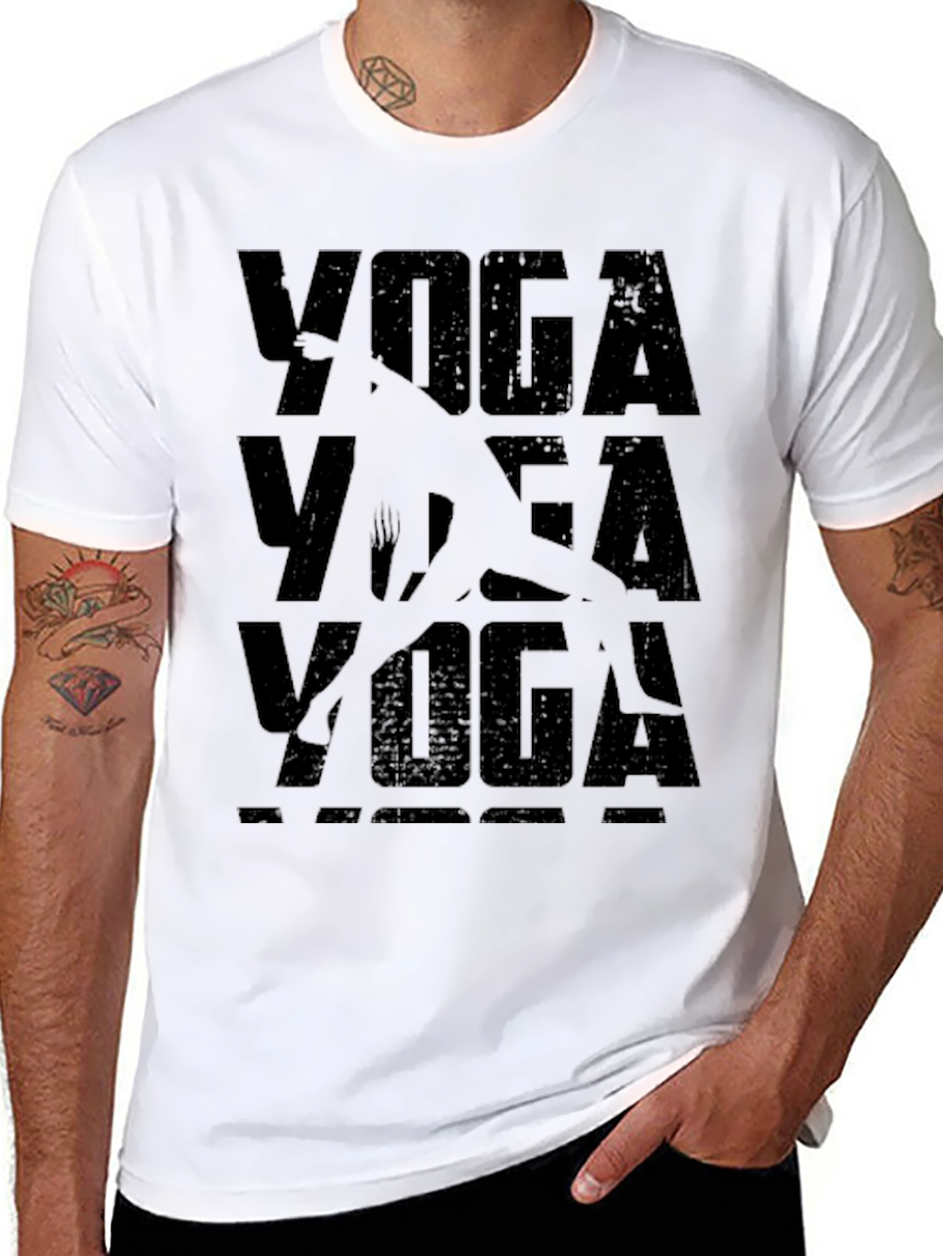 Yoga Pose Graphic T-Shirt - Black Casual Tee