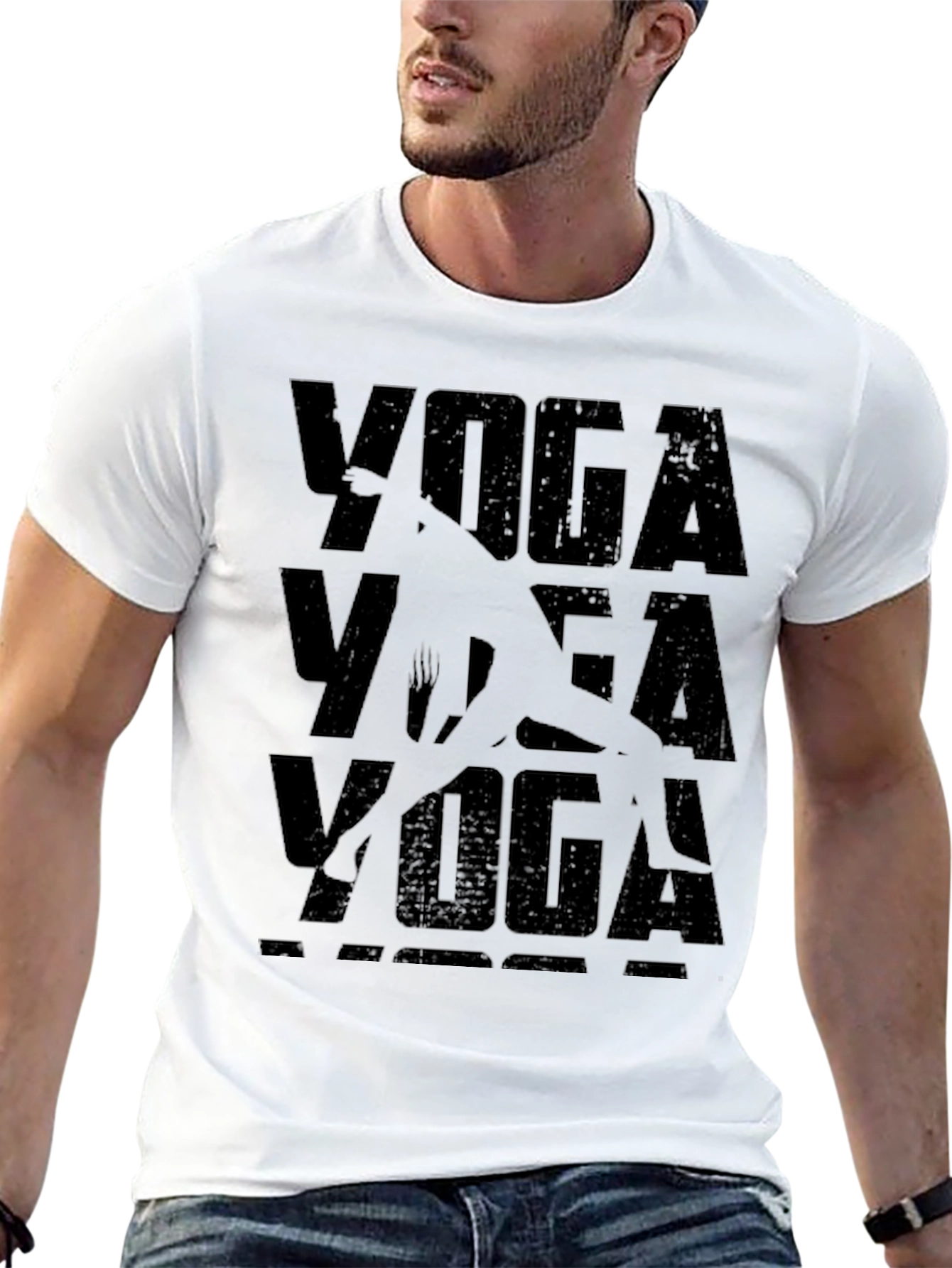 Yoga Pose Graphic T-Shirt - Black Casual Tee