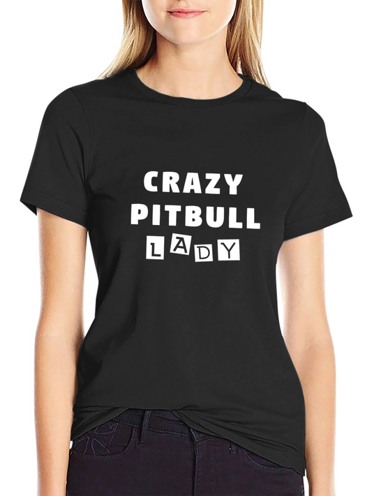 Crazy Pitbull Lady Graphic Tee - Black