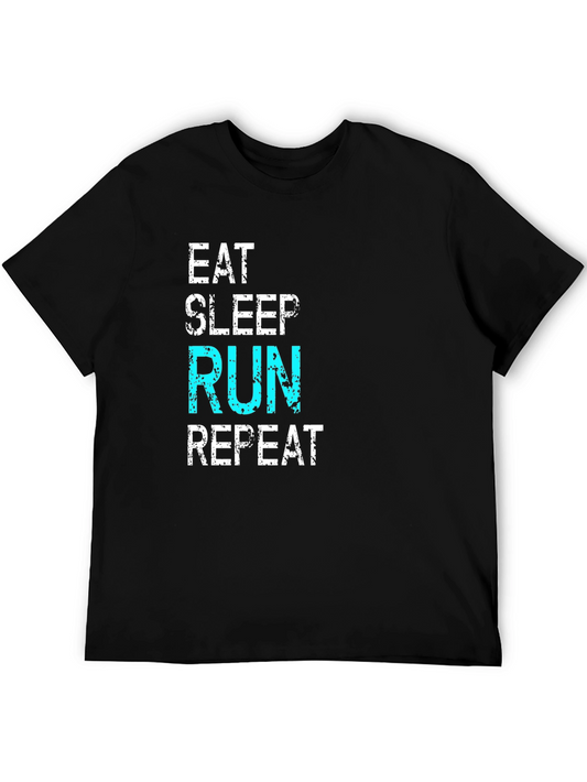 Eat Sleep Run Repeat Mens Black T-Shirt
