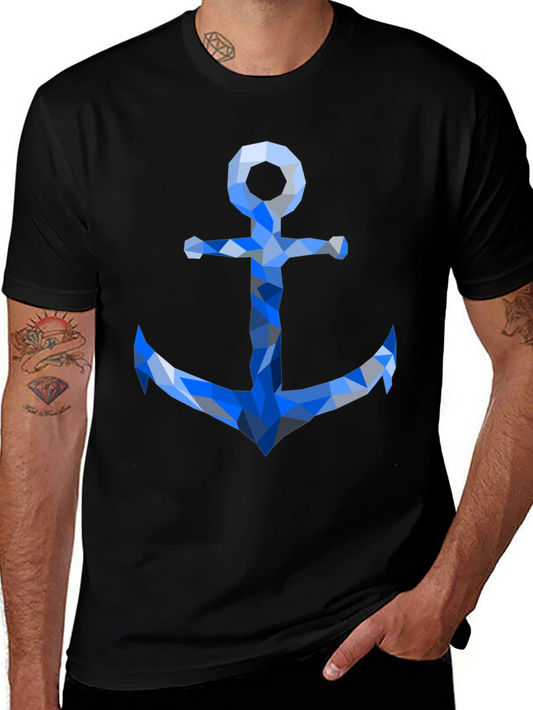 Geometric Anchor Graphic Tee - Modern Nautical Style