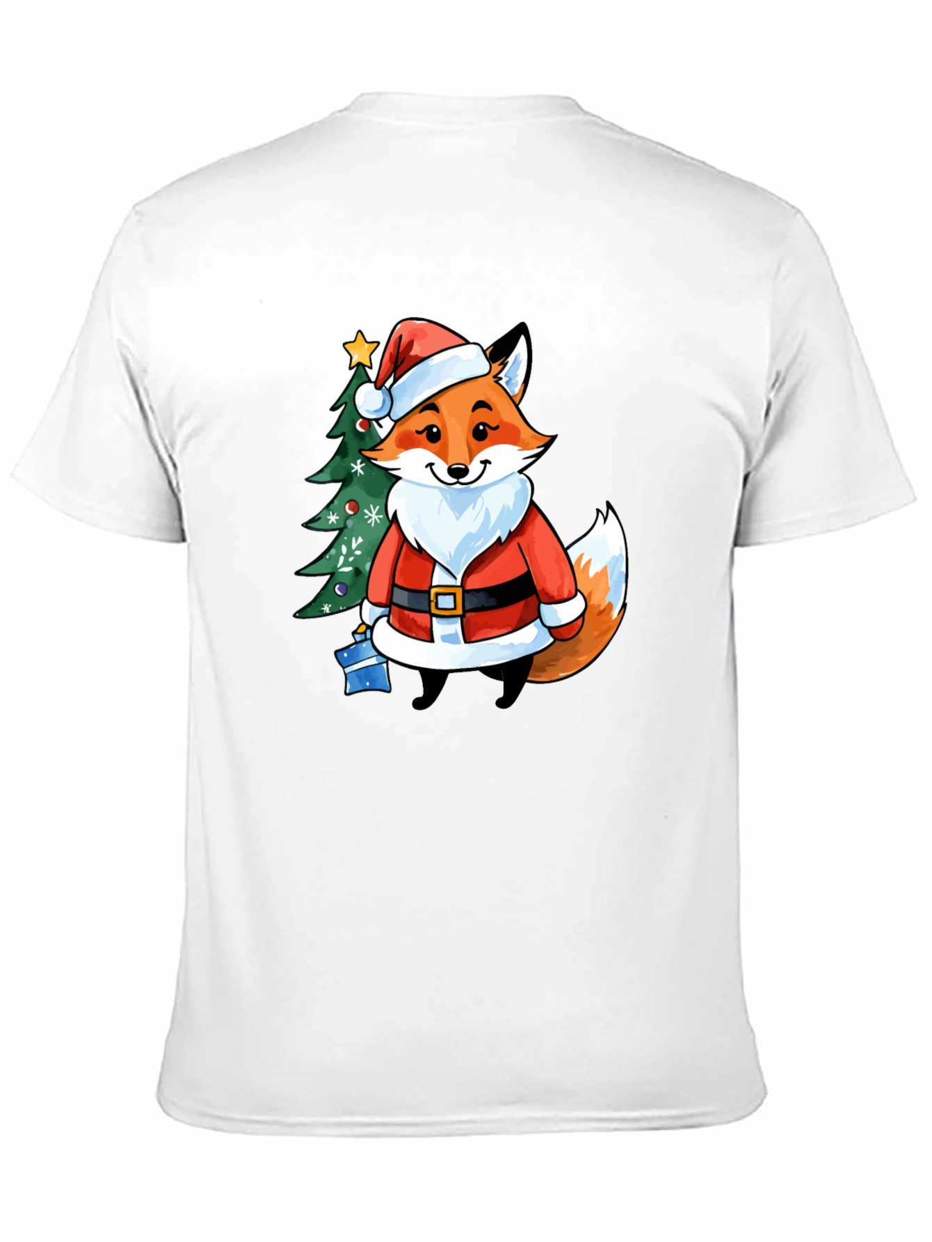Festive Fox in Santa Suit T-Shirt