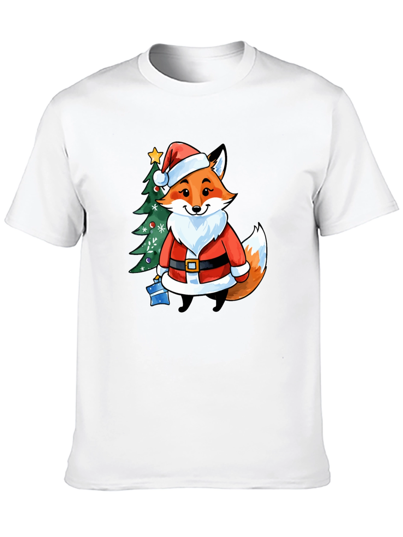 Festive Fox in Santa Suit T-Shirt