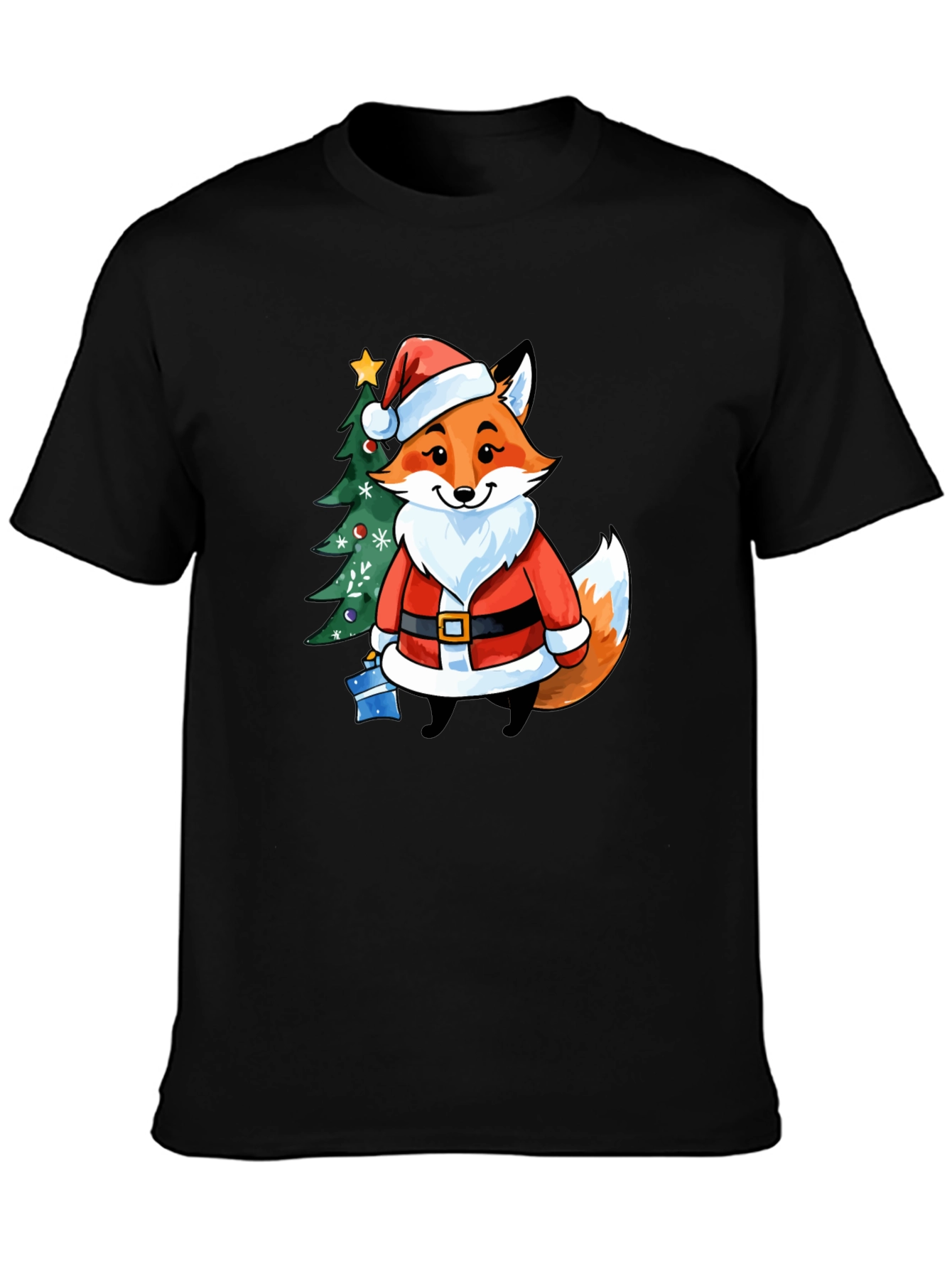 Festive Fox in Santa Suit T-Shirt
