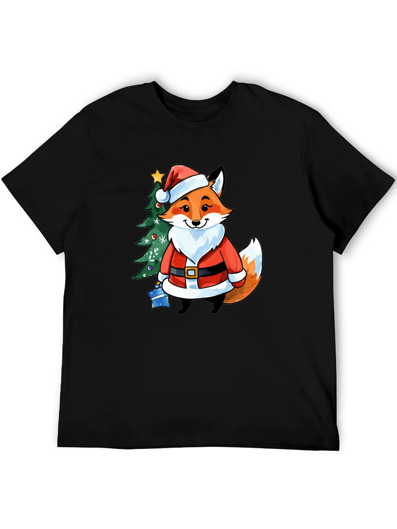 Festive Fox in Santa Suit T-Shirt