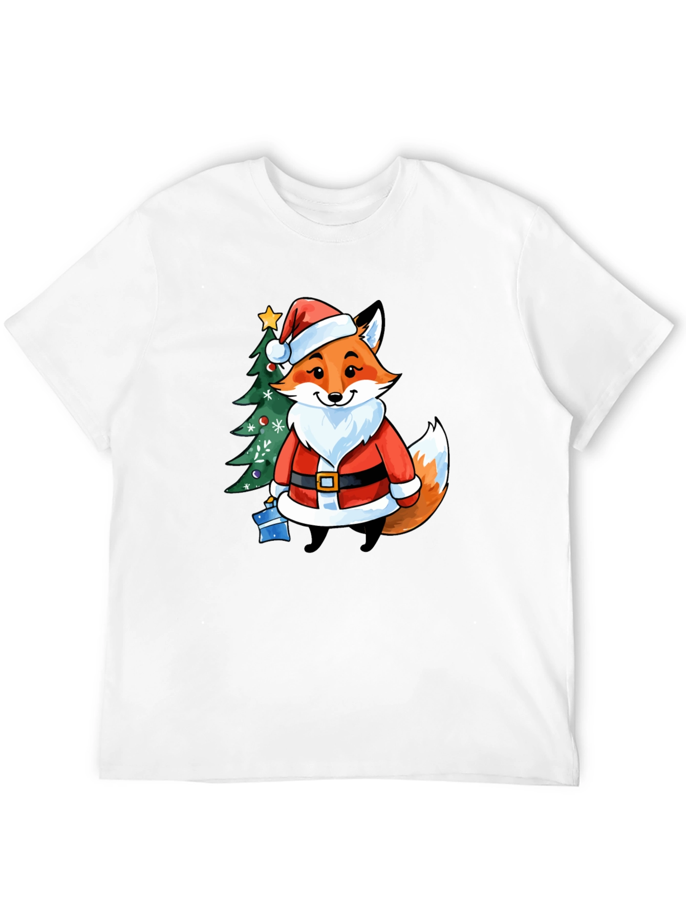 Festive Fox in Santa Suit T-Shirt