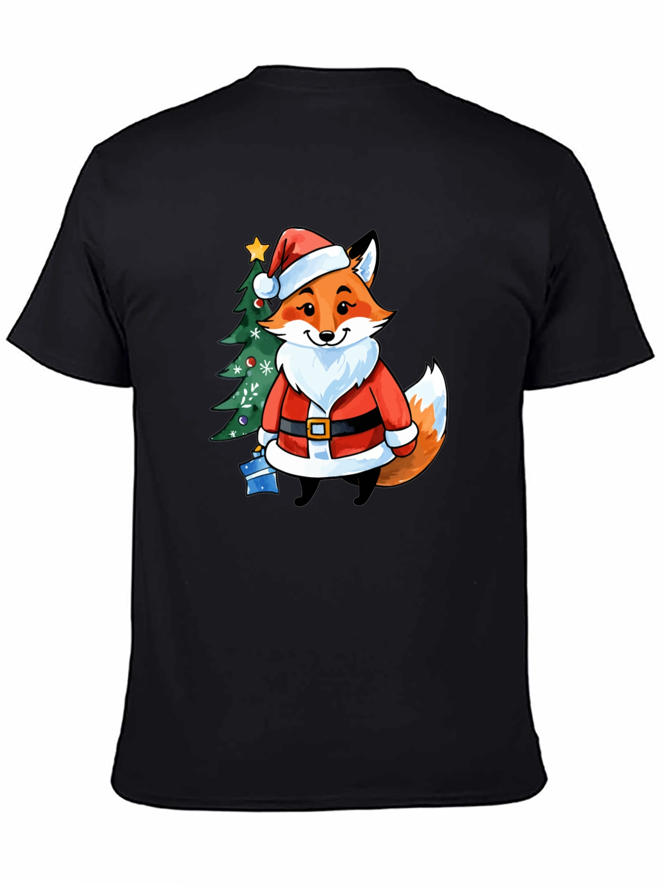 Festive Fox in Santa Suit T-Shirt
