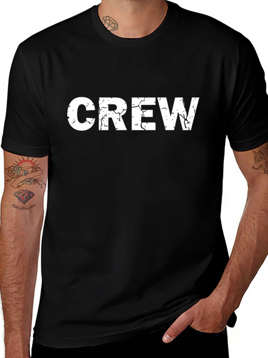 Cracked Crew T-Shirt - Black Cotton Blend Casual Tee