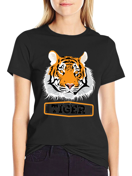 Tiger Graphic Tee - Bold Black Cotton T-Shirt