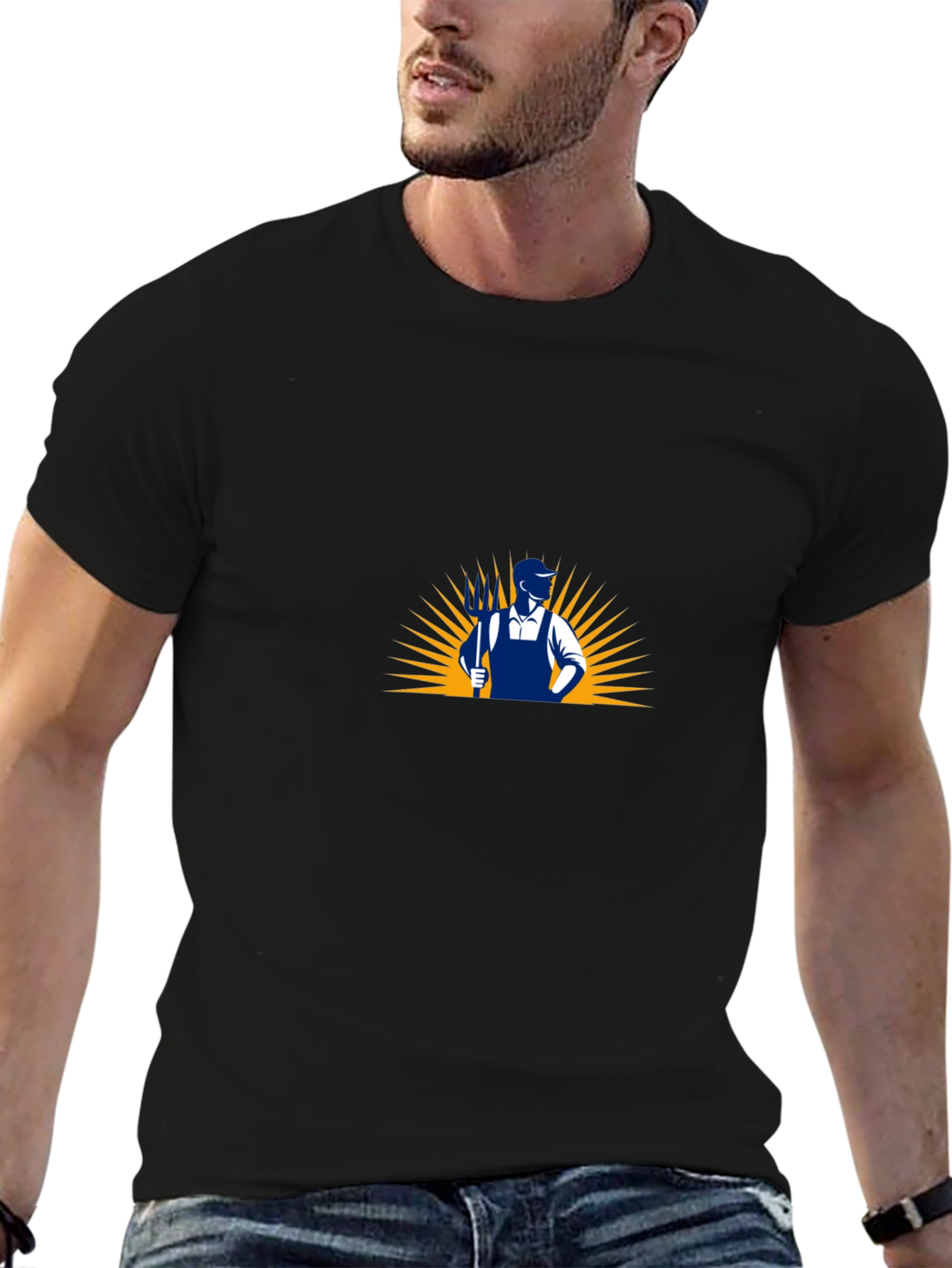 Mens Black Graphic Tee - Farmer Design