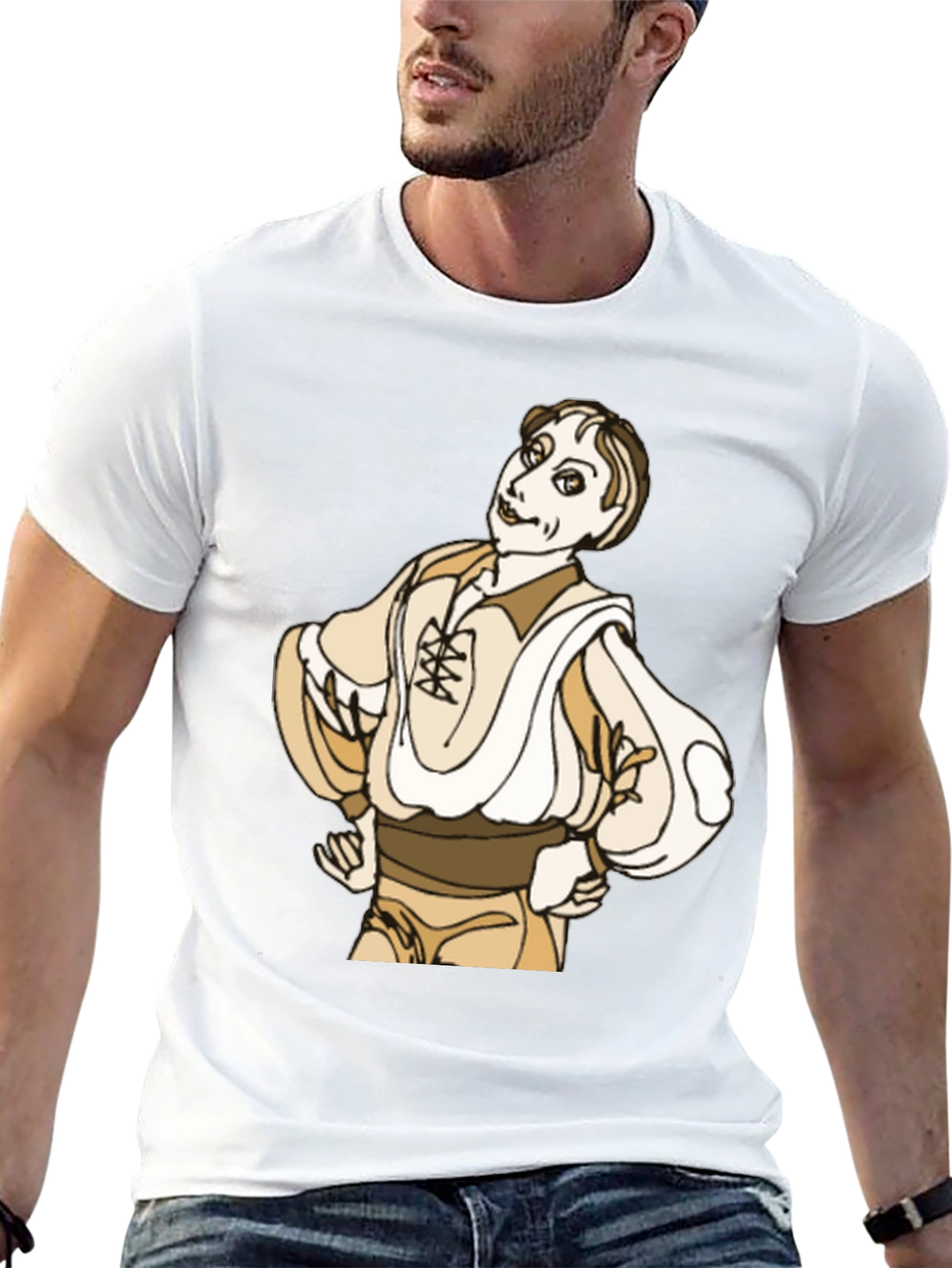 Cartoon Man Graphic Black T-Shirt