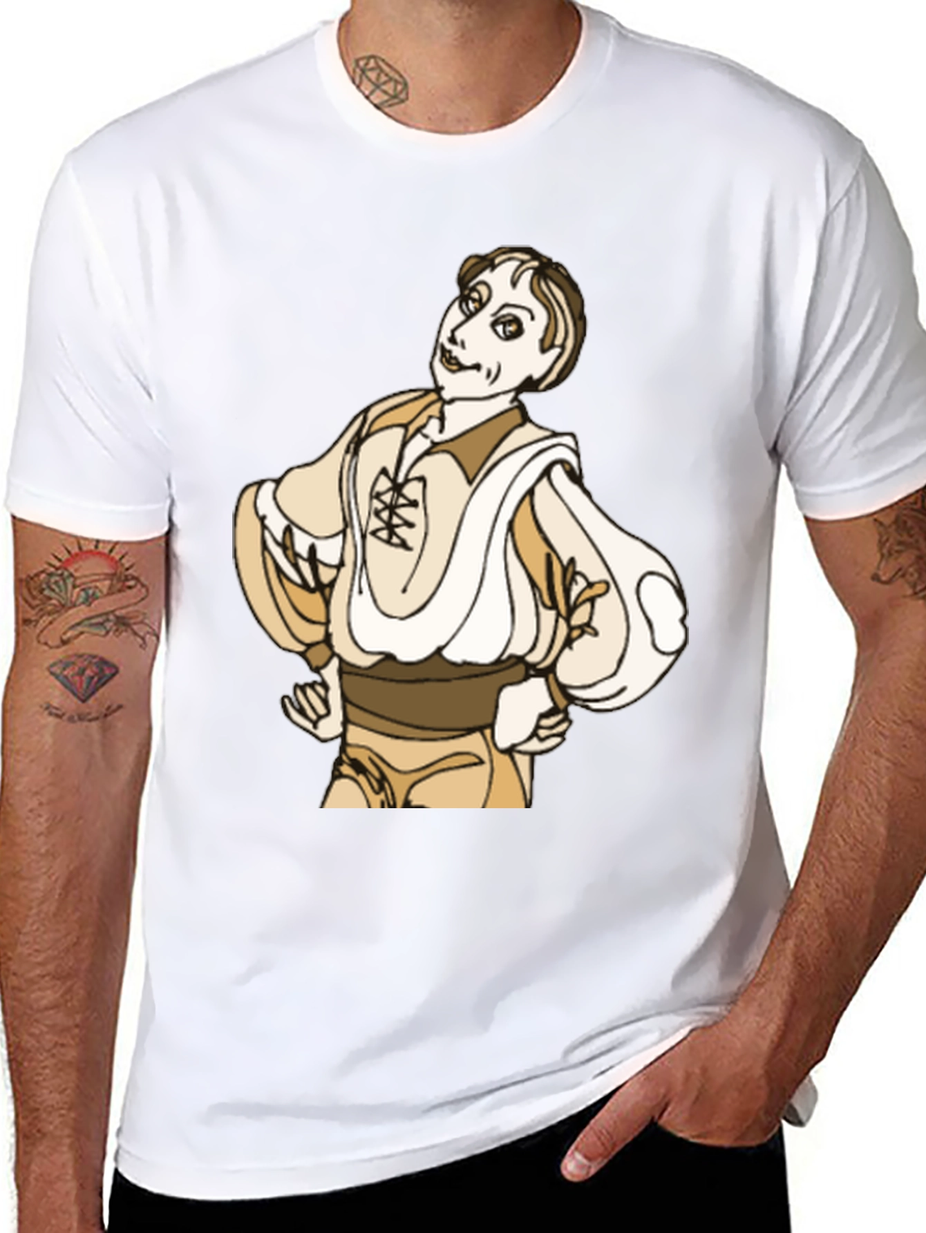 Cartoon Man Graphic Black T-Shirt