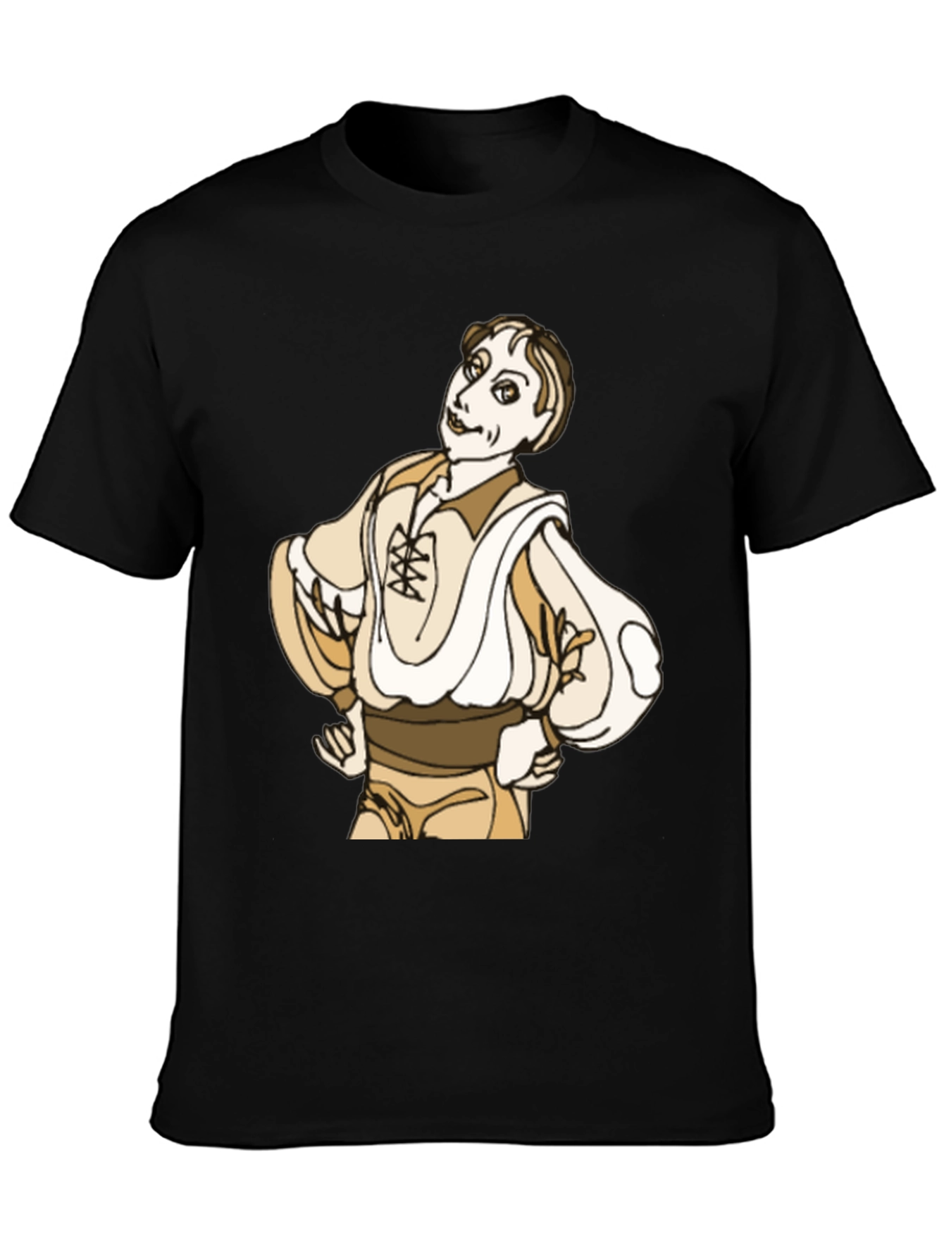 Cartoon Man Graphic Black T-Shirt