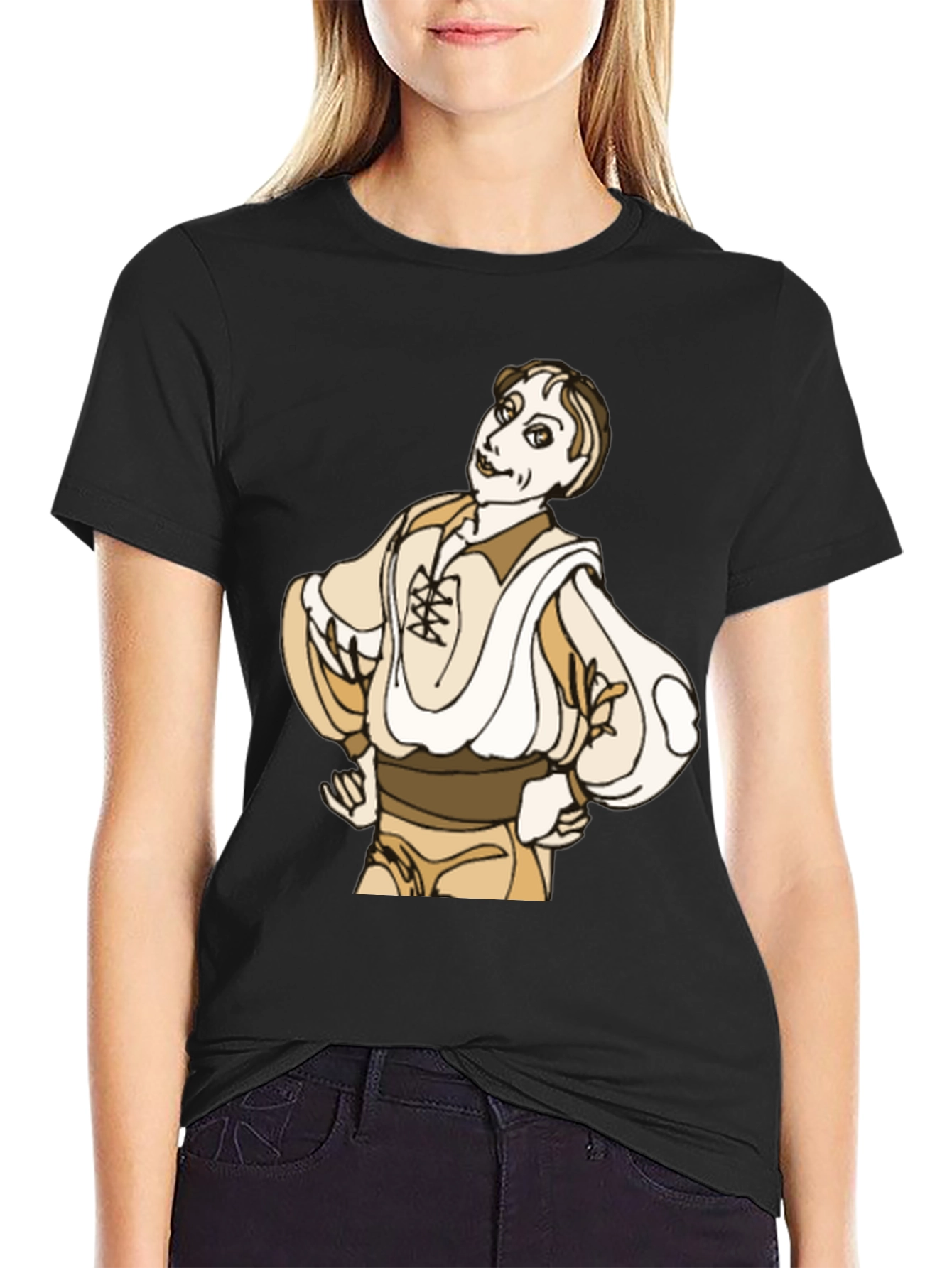 Cartoon Man Graphic Black T-Shirt