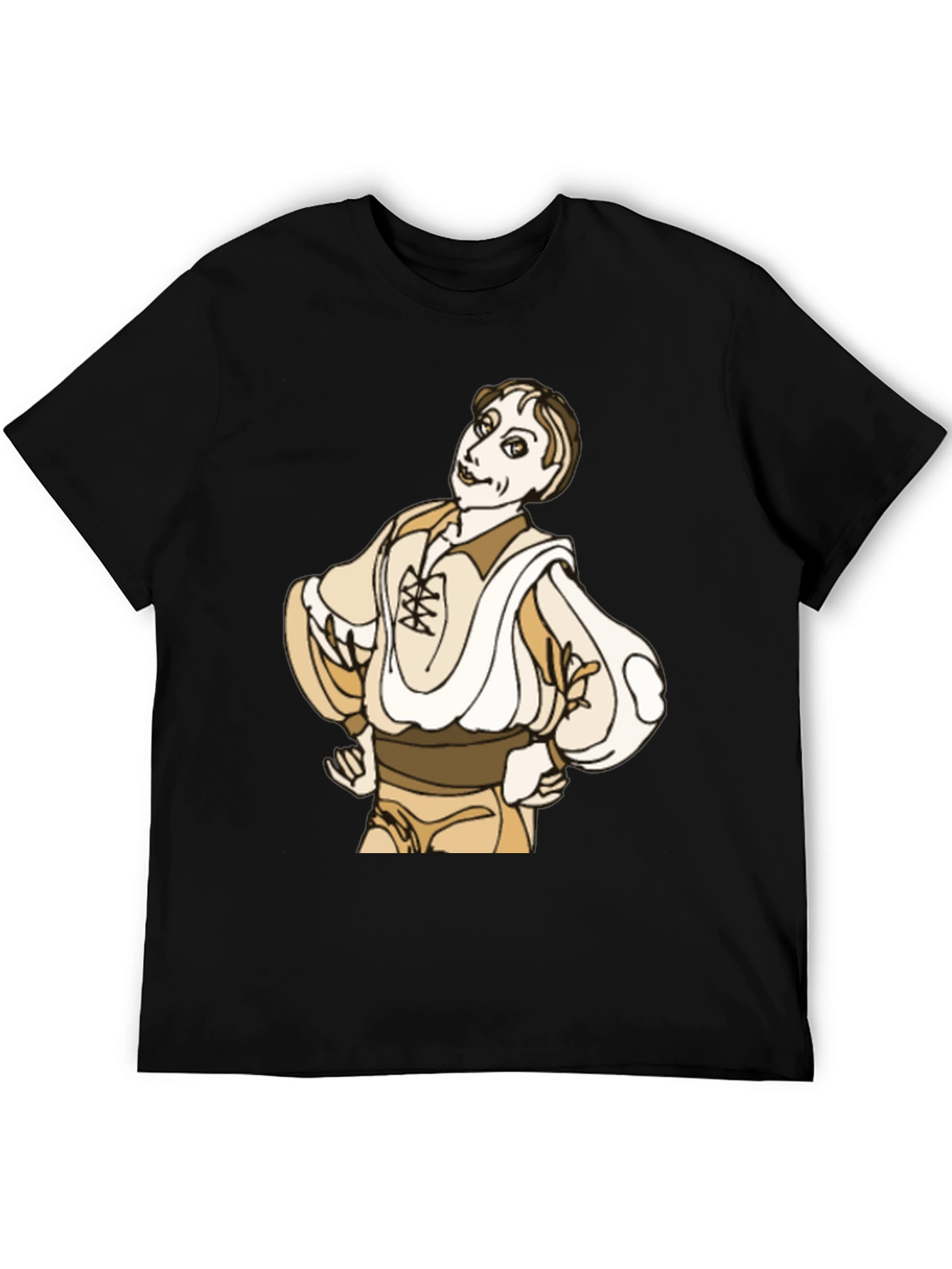 Cartoon Man Graphic Black T-Shirt