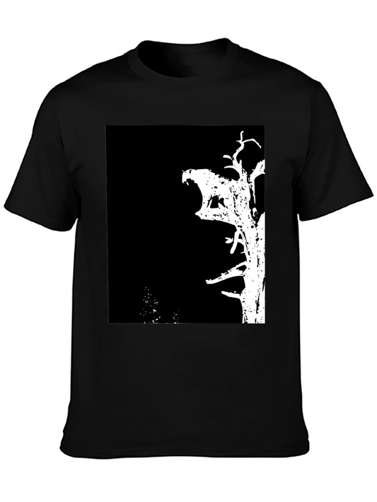 Black Graphic Tee - Tree with Beast Silhouette