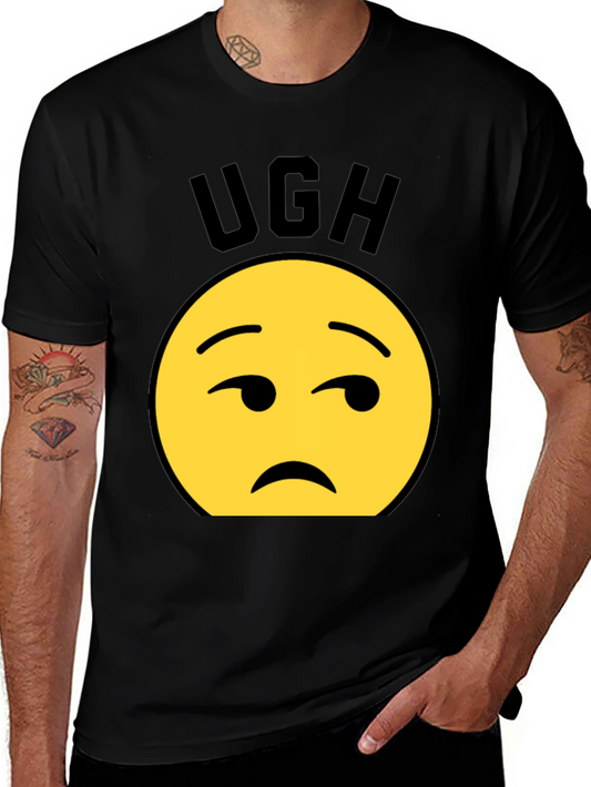 Ugh Emoji Graphic T-Shirt - Black Casual Tee