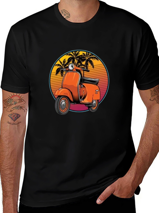 Retro Scooter Palm Tree Graphic Tee
