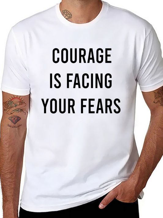 Courage Facing Fears Black Graphic T-Shirt