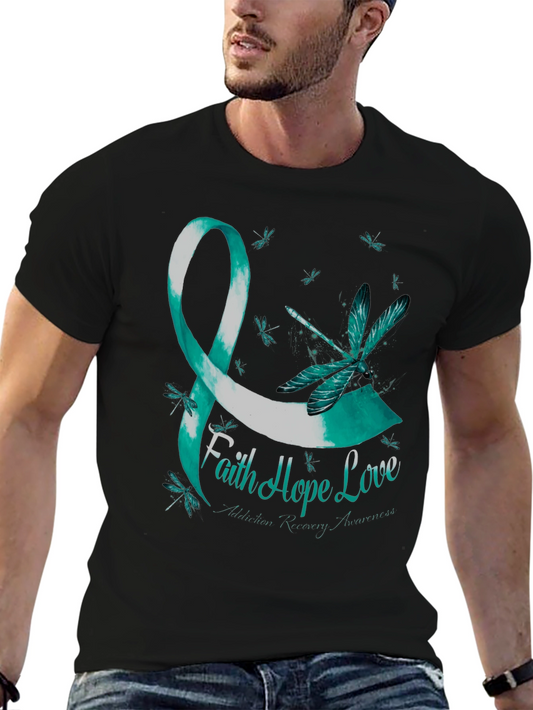 Faith Hope Love Addiction Recovery Awareness T-Shirt