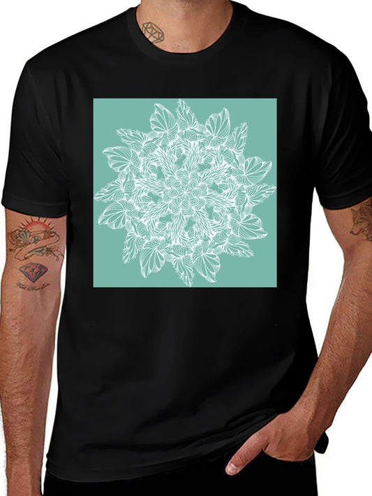 Floral Mandala Graphic Tee - Black Cotton Comfort