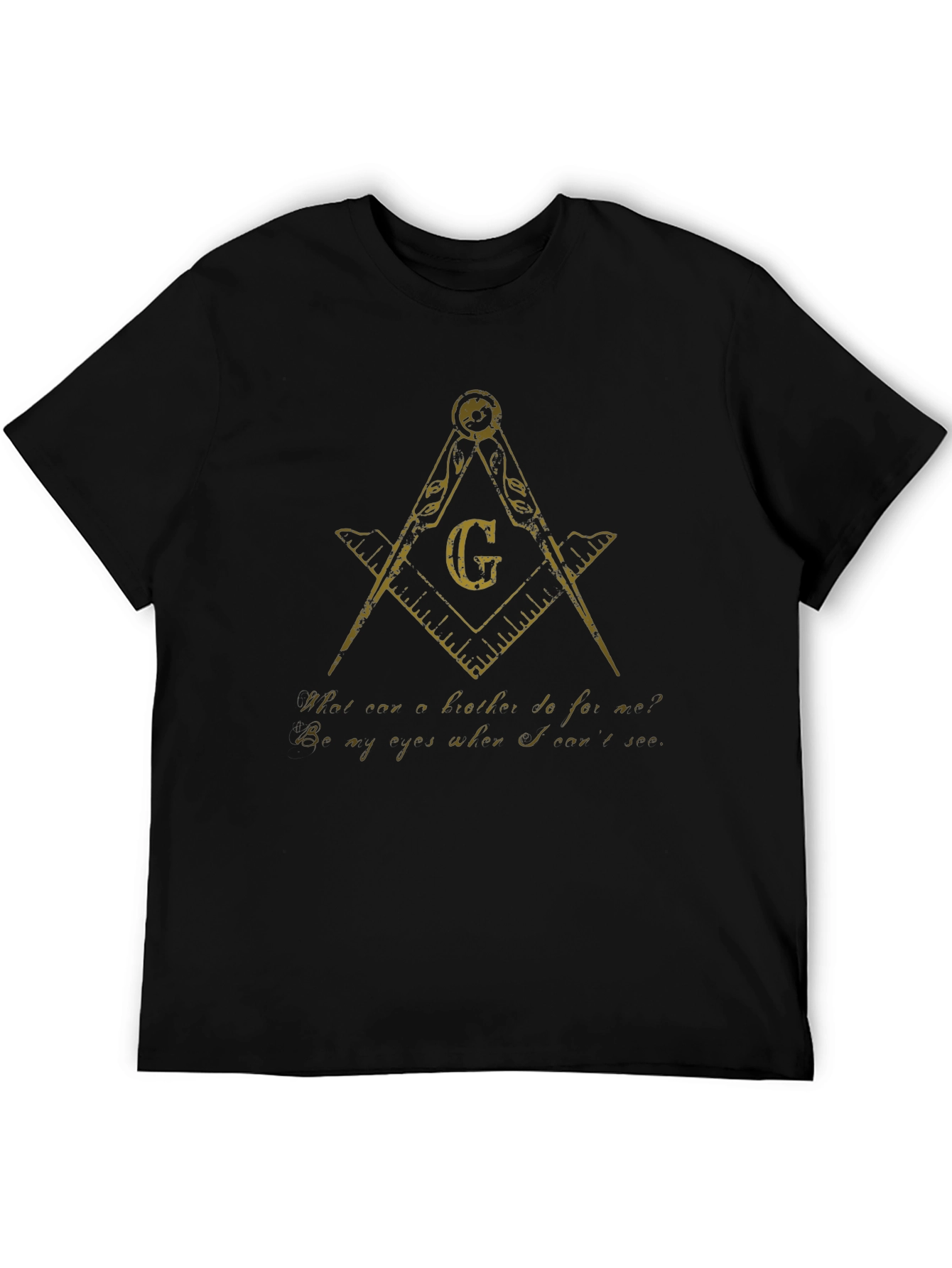 Masonic Compass & Square Mens Black T-Shirt