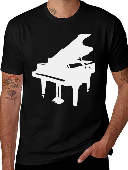 Grand Piano Graphic Tee - Black Cotton T-Shirt