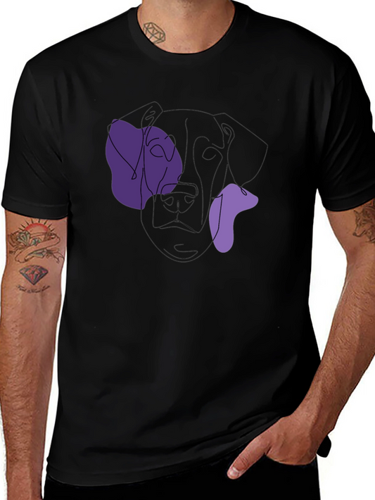 Abstract Dog Line Art Black T-Shirt