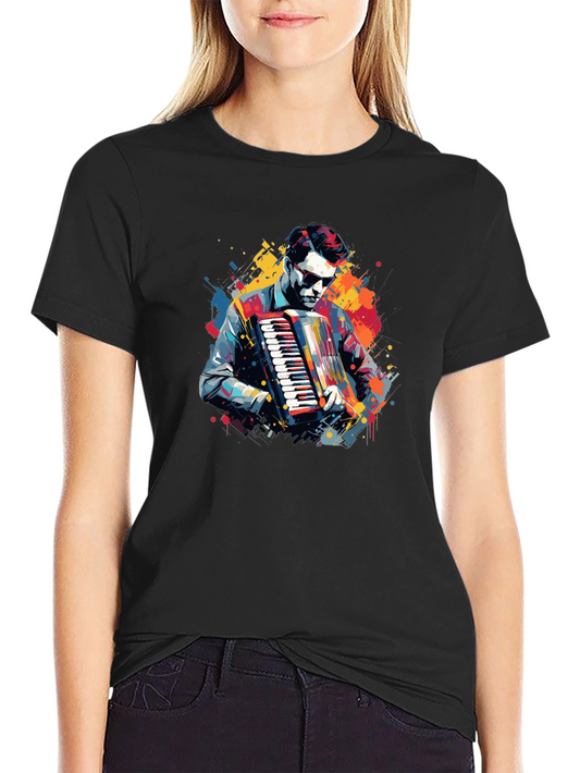 Accordion Player Graphic Tee - Cool Music T-Shirt