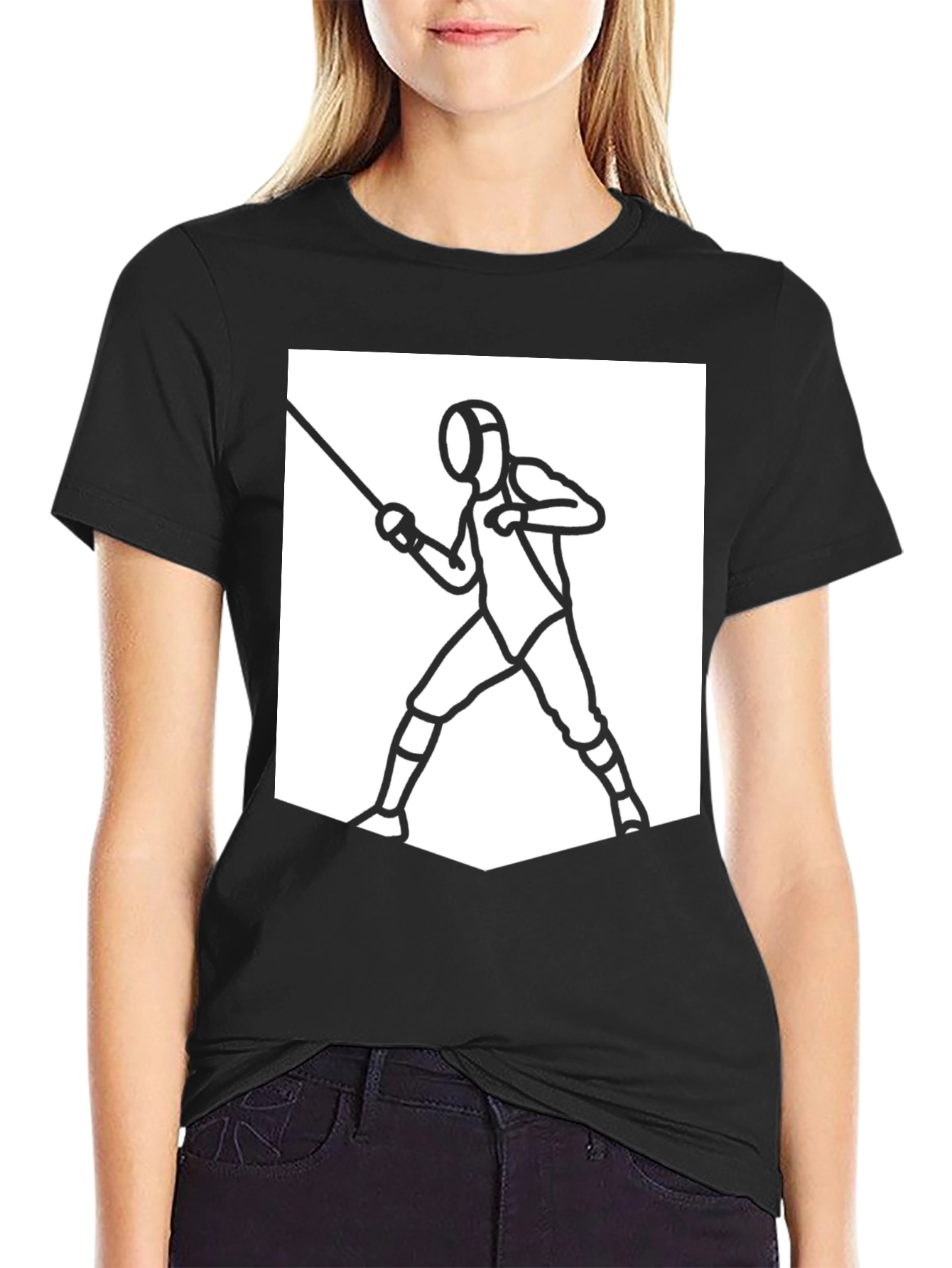 Fencing Graphic Tee - Black Sporty Casual