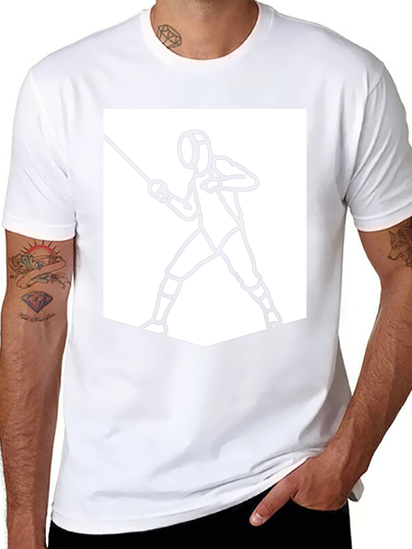 Fencing Graphic Tee - Black Sporty Casual