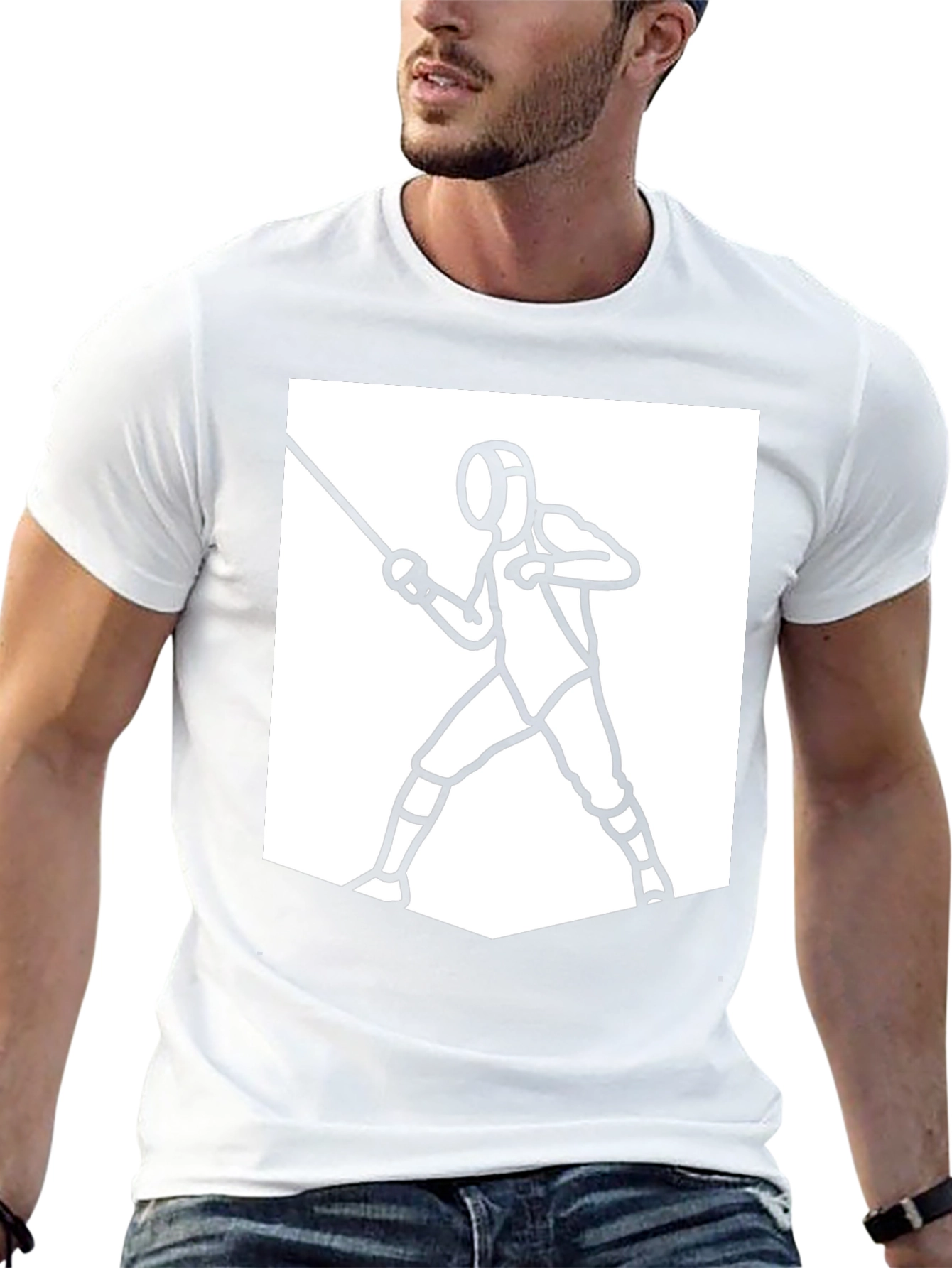 Fencing Graphic Tee - Black Sporty Casual