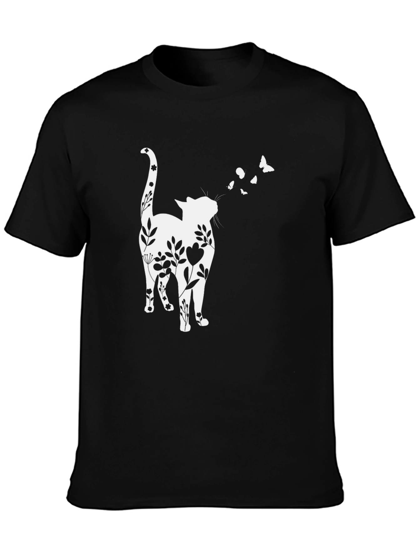 Floral Cat Butterfly T-Shirt