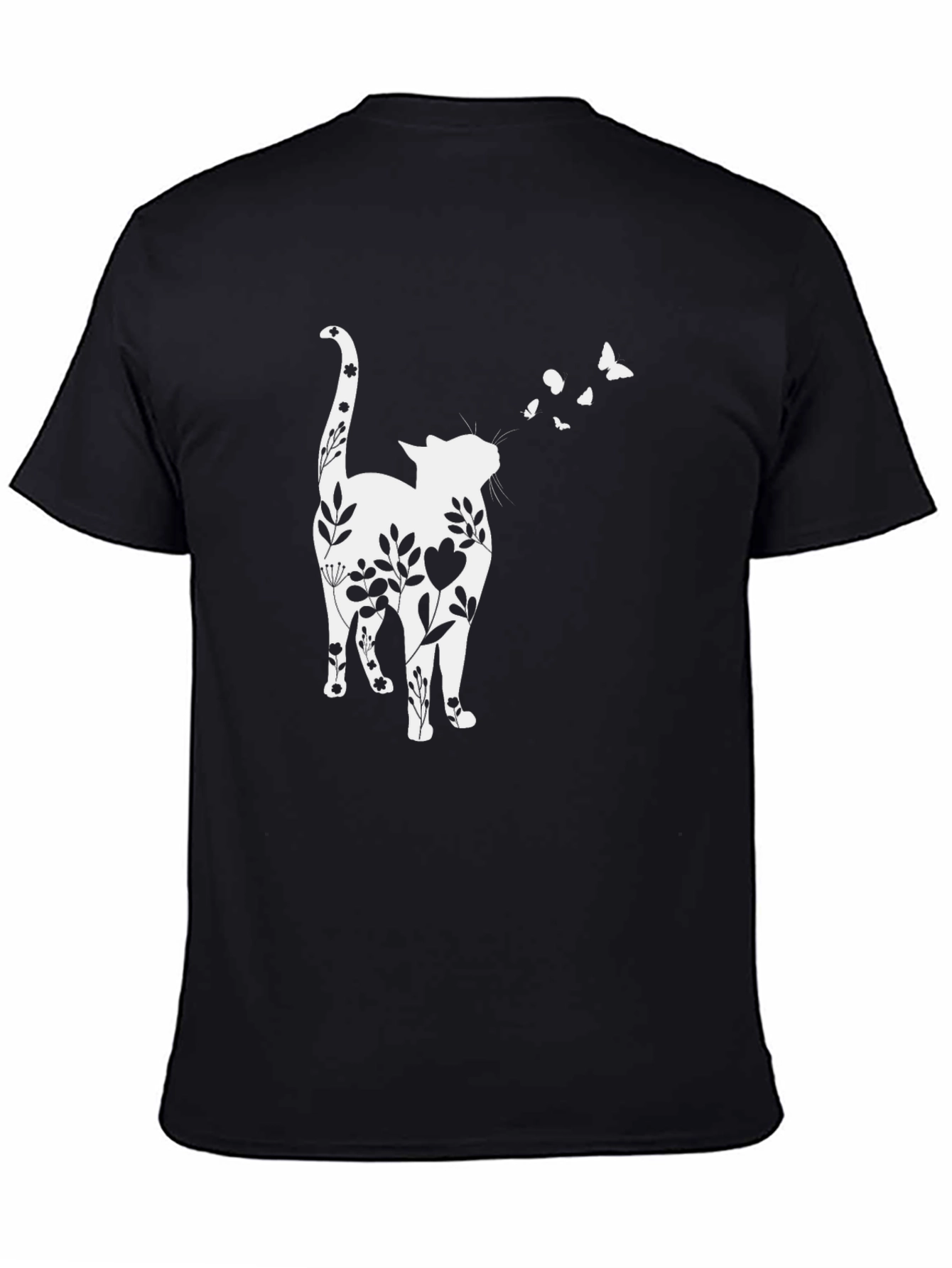 Floral Cat Butterfly T-Shirt