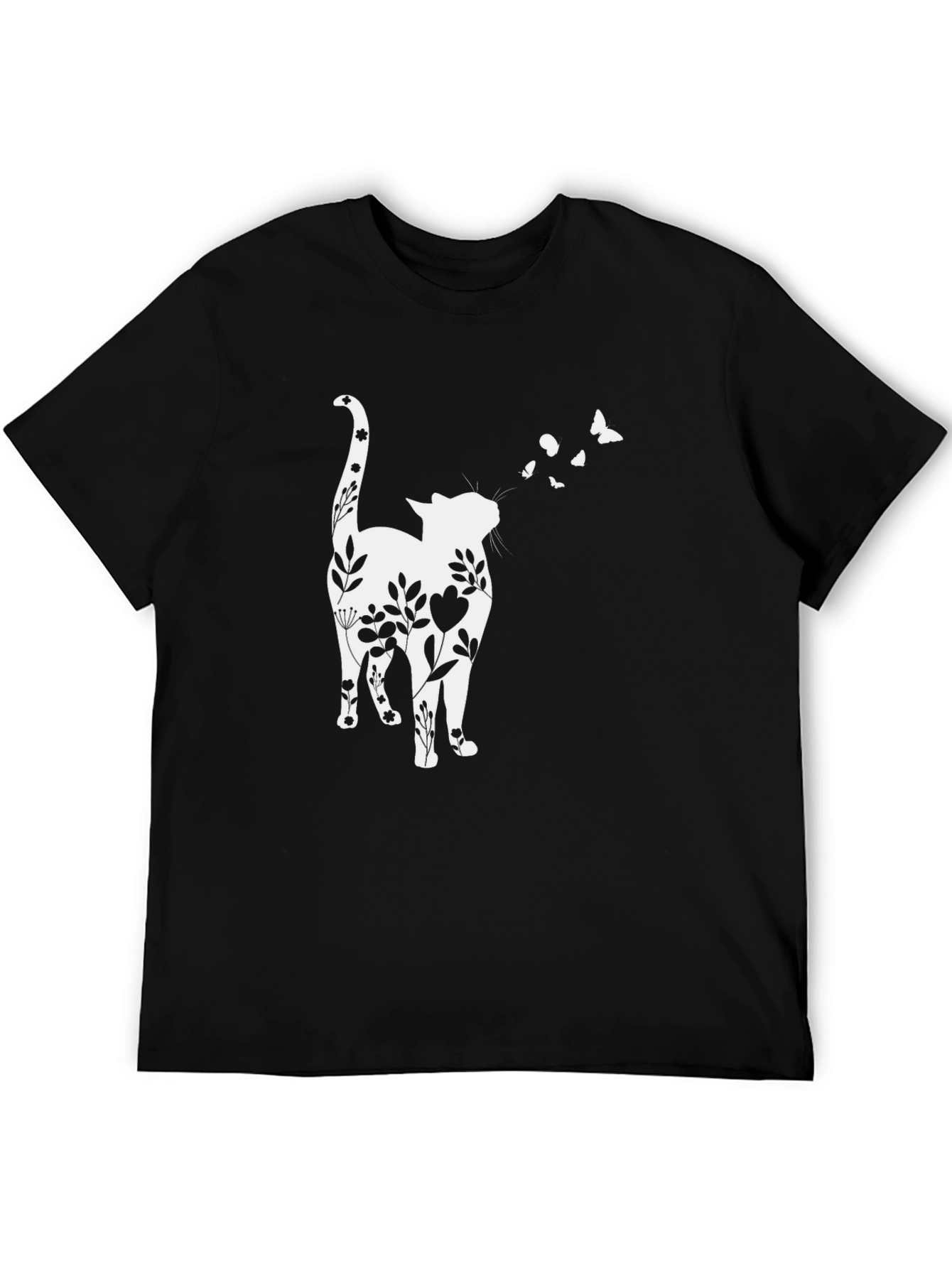 Floral Cat Butterfly T-Shirt