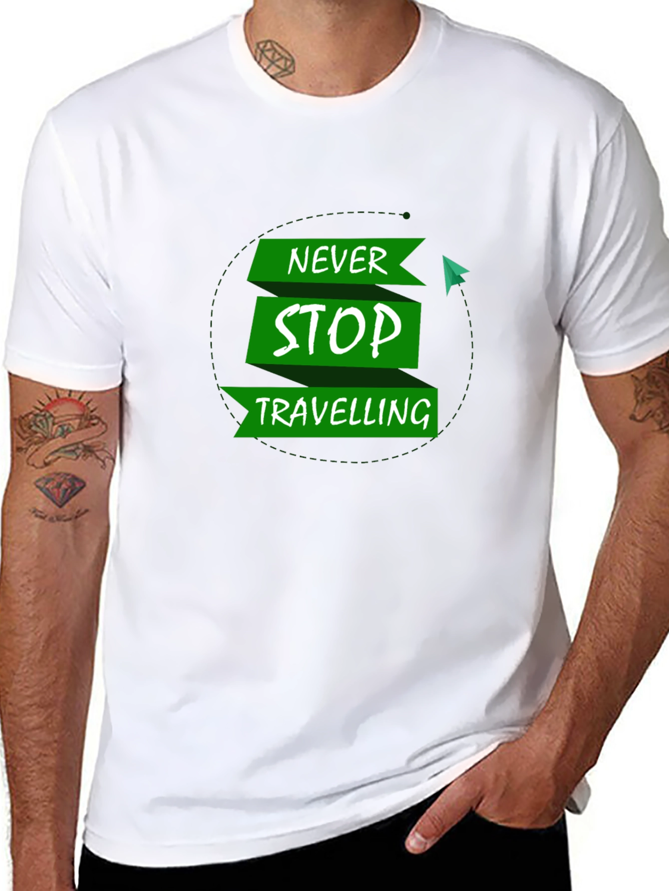 Never Stop Travelling Black T-Shirt