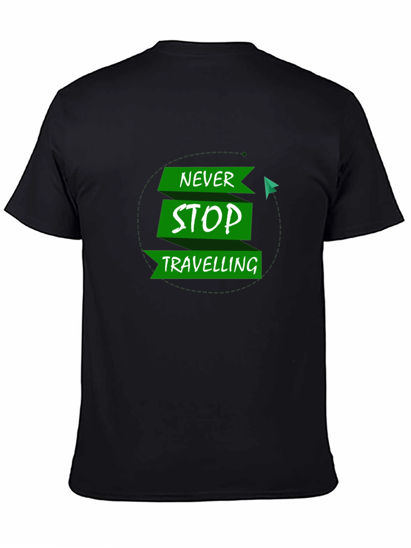 Never Stop Travelling Black T-Shirt