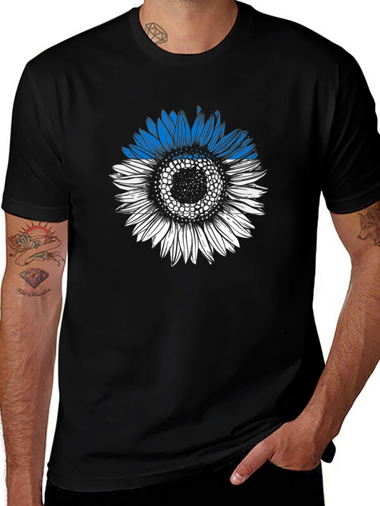 Sunflower Graphic Tee - Black Cotton Blend
