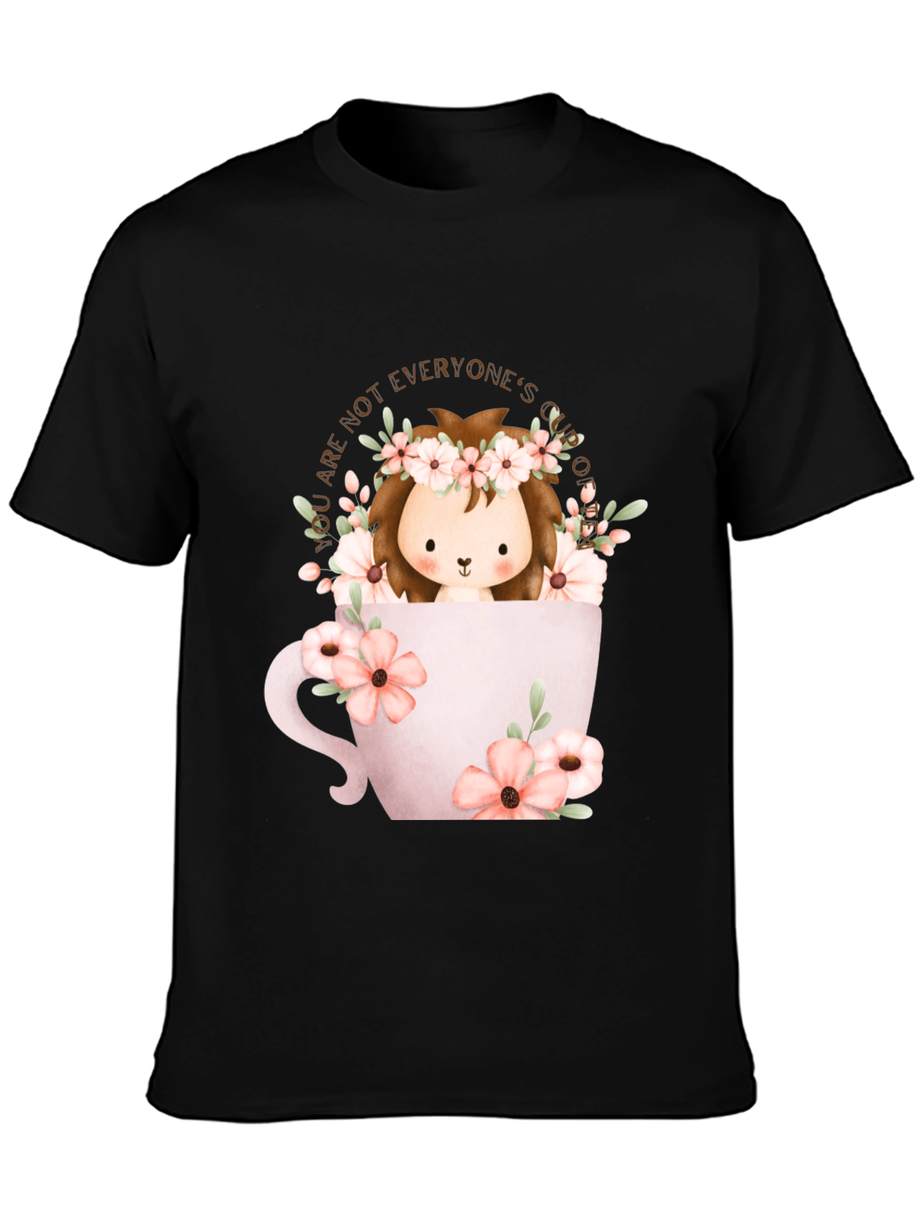 Cute Lion in Teacup Graphic T-Shirt - Unique Design