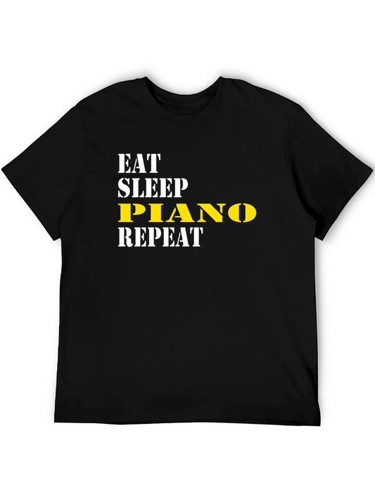 Eat Sleep Piano Repeat Black T-Shirt
