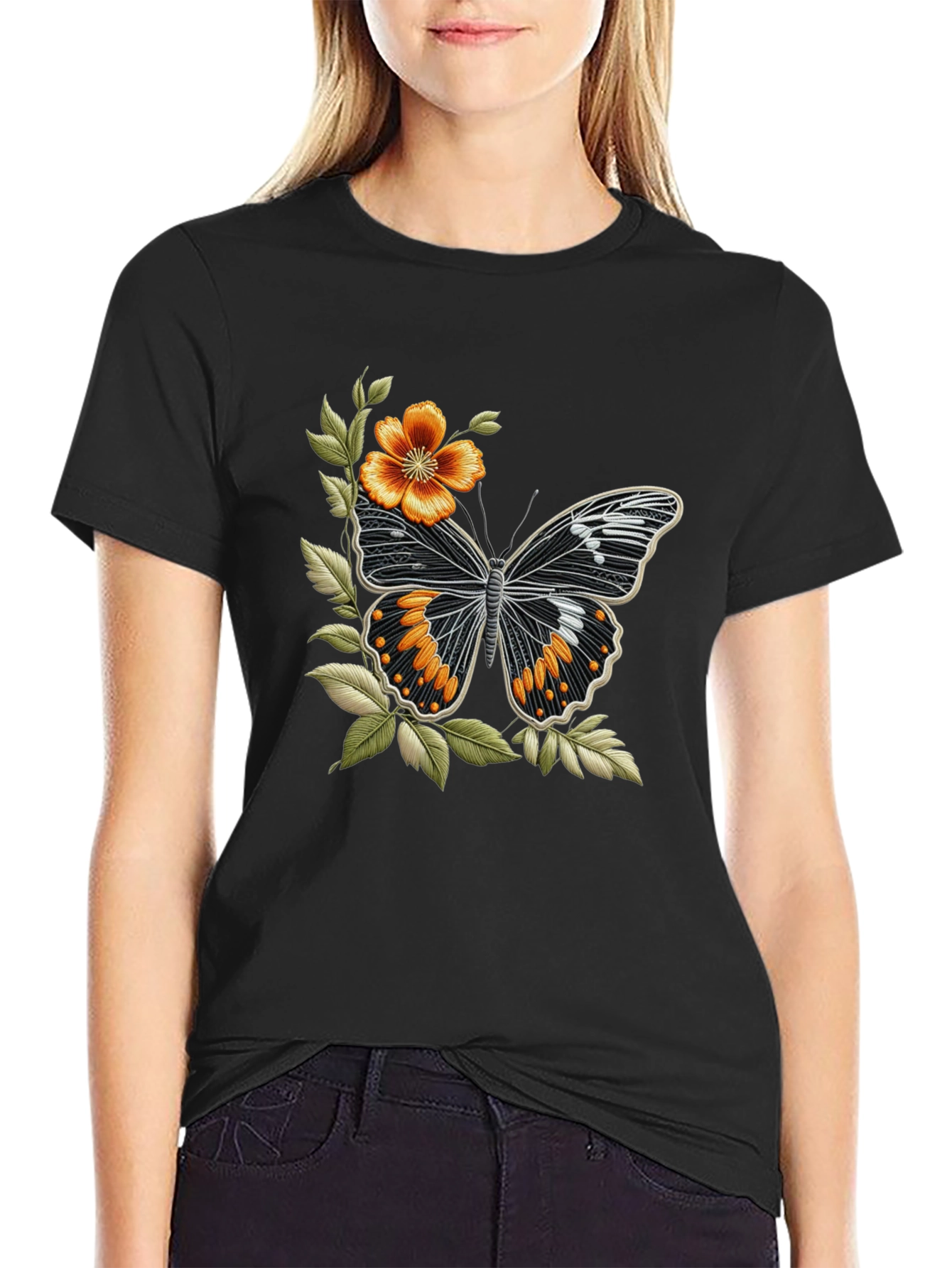 Butterfly Floral Graphic T-Shirt